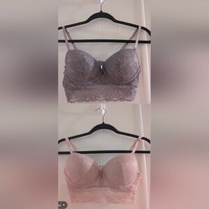🛍️4 For $15🛍️Marilyn Monroe Gray Lace Balconette Bra        Set Of 2